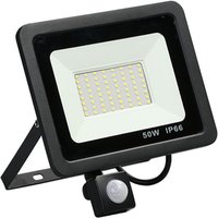 50W LED Außenstrahler Bewegungsmelder, IP67 Wasserdichter LED Strahler mit Sensor, Kalte Außenbeleuchtung, Außenlampe für Gartenterrasse Eingang von QIYAO