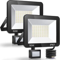 50W led Außenstrahler mit Bewegungsmelder, 2er-Pack, IP67 Wasserdichter LED-Strahler mit Sensor, 5000LM 7000K Kaltweiß Außenbeleuchtung, Außenlampe 50W led Außenstrahler mit Bewegungsmelder, 2er-Pack, IP67 Wasserdichter LED-Strahler mit Sensor, 5000LM 7000K Kaltweiß Außenbeleuchtung, Außenlampe von QIYAO