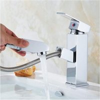 Badezimmerarmatur mit ausziehbarer Brause, Chrom-Wasserfall-Waschtischarmatur Badezimmerarmatur mit ausziehbarer Brause, Chrom-Wasserfall-Waschtischarmatur von QIYAO