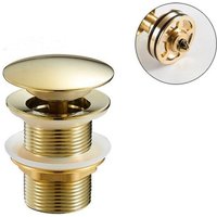 Waschbeckenstöpsel - Pop Up - Messing - Universal - Ohne Überlauf - Für Spüle und Waschbecken - Gold von QIYAO