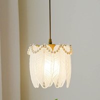 Moderne, luxuriöse Pendelleuchte in Form einer Glasperle mit Federdesign, passend für Eingangsbereiche, französische Retro-Pendelleuchten und moderne von QIYAO