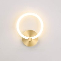 Moderne goldene Wandleuchte für den Innenbereich, nordische runde, augenschonende LED-Wandleuchte, elegante Nachttischlampe mit Acrylschirm, warmweiß von QIYAO