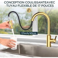 Goldfarbener Küchenhahn mit Doppelfunktion – 360 Grad schwenkbar – Vorspül-Küchenmischbatterie mit ausziehbarer Brause – Gebürstetes Gold Goldfarbener Küchenhahn mit Doppelfunktion – 360 Grad schwenkbar – Vorspül-Küchenmischbatterie mit ausziehbarer Brause – Gebürstetes Gold von QIYAO