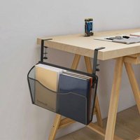 Hängender Untertisch-Organizer, Clip-on-Netz-Metall-Schreibtischschublade, Untertisch-Lagerregal für Zeitschriften und Dokumente, Aktenhalter für von QIYAO