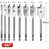 Jeu demèches plates 8 pièces, tige hexagonale à changement rapide de 1/4 pouce, ø 6-32 mm, (pour Bois résineux, Panneau aggloméré), avec pochette de von QIYAO