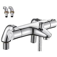 Qiyao - Thermostat-Wannenmischer, Thermostat-Wannenbrausenarmatur mit Sicherheitsknopf bei 38 °c, Thermostat-Duscharmaturen für Badewanne, Messing, Qiyao - Thermostat-Wannenmischer, Thermostat-Wannenbrausenarmatur mit Sicherheitsknopf bei 38 °c, Thermostat-Duscharmaturen für Badewanne, Messing, von QIYAO