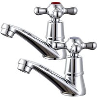 Waschbecken-Mischbatterien für Badezimmer, Paar Waschtischarmaturen, Kreuzgriff, Kaltwasser-Waschtischarmaturen für die Küche, Chrom Waschbecken-Mischbatterien für Badezimmer, Paar Waschtischarmaturen, Kreuzgriff, Kaltwasser-Waschtischarmaturen für die Küche, Chrom von QIYAO