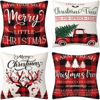 Weihnachtsdekorations-Kissenbezüge, 4er-Pack, Weihnachtsbaum, Schneeflocke, Rentier, Heimdekoration, Leinen, Kissenbezug, Weihnachten, Feiertage, Weihnachtsdekorations-Kissenbezüge, 4er-Pack, Weihnachtsbaum, Schneeflocke, Rentier, Heimdekoration, Leinen, Kissenbezug, Weihnachten, Feiertage, von QIYAO