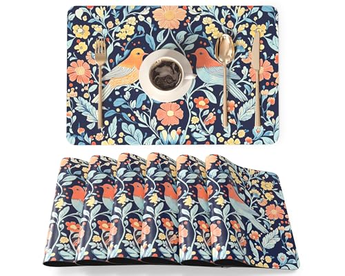 QIYI Platzsets Kunstleder 6er Set – PU Tischsets 45×30 cm, wasserdicht, öl- & hitzebeständig, rutschfest, für Küche, Esstisch, Innen & Außen, Vintage-Volkskunst-Muster mit Vögeln & Blumen QIYI Platzsets Kunstleder 6er Set – PU Tischsets 45×30 cm, wasserdicht, öl- & hitzebeständig, rutschfest, für Küche, Esstisch, Innen & Außen, Vintage-Volkskunst-Muster mit Vögeln & Blumen von QIYI