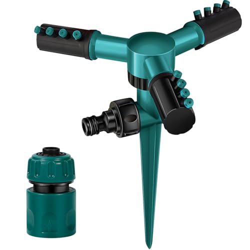 Garten Sprinkler Rasensprenger 360 Grad Rotierende Gartensprenger Verstellbaren Bewässerungssprinkler Große Flächen Wasser Sprinkler mit 1 Stück Schlauchverbinder von QIYILE