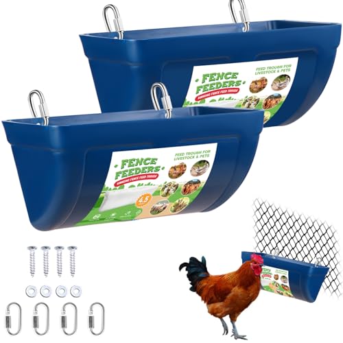 Geflügel Futtertrog Ziegenfutterspender Zaun Futterspender Hängende Hühner Tränke mit Clips Chicken Feeder für Hühnerfutter Nutztiere 2 Stück von QIYILE