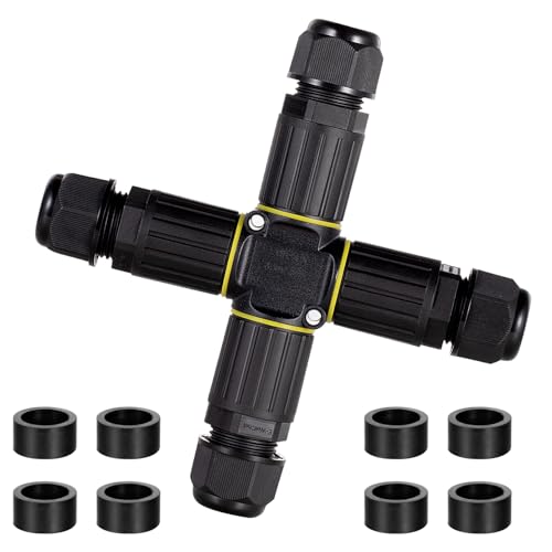 Kabelverbinder Wasserdicht Abzweigdose Wasserdichte 4 Wege Erdkabel Verbindungsmuffe Verteilerdose Außen Verbindungsbox für Ø9-12 mm Kabeldurchmesser von QIYILE