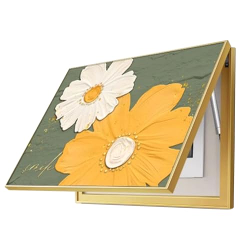 Dekorative Türverkleidungswand, Verkleidungsabdeckung Für Stromkästen, Schönheitsfehler Verbergen + 90°-Oberdeckel, Markierungsfreie Nägel/Einfache Installation,50×40cm,Gold von QIeCny