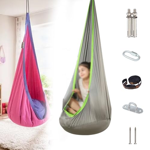 Pod Swing Seat Hängematte, Outdoor-Hängesessel Mit Luftkissen, Material: 210 Nylon-Twill, Tragkraft: Ca. 80 Kg, Atmungsaktiv Und Komfortabel, Leicht Zu Tragen,150 * 70cm,B Pod Swing Seat Hängematte, Outdoor-Hängesessel Mit Luftkissen, Material: 210 Nylon-Twill, Tragkraft: Ca. 80 Kg, Atmungsaktiv Und Komfortabel, Leicht Zu Tragen,150 * 70cm,B von QIeCny