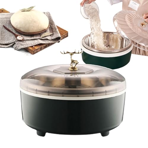 Teigofen (5 L), Brotgärmaschine, Temperaturbereich: 28–65 °C + 24-Stunden-Timer, Edelstahl-Innenbehälter, Transparenter Deckel (Überwachung des Gärverlaufs),Green von QIeCny