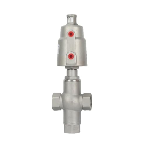 QJAQOFMC DN20 3 Weg Pneumatische Sitz Ventil 16bar Normalerweise Geschlossen Pneumatische Antrieb Winkel Sitz Ventile for Dampf Gas Öl(Single Acting) von QJAQOFMC