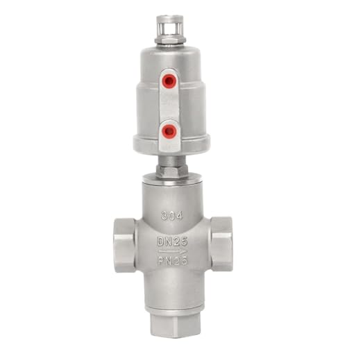 QJAQOFMC DN25 3 Weg Pneumatische Sitz Ventil 16bar Normalerweise Geschlossen Pneumatische Antrieb Winkel Sitz Ventile for Dampf Gas Öl(Double Acting) von QJAQOFMC
