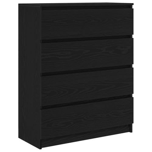 Büroschrank Aktenschrank Küchenbuffet Buffetschrank Kitchen Cabinet - Sideboard Schwarz Eichen-Optik 80x35x99 cm Holzwerkstoff für Wohnzimmer Terrasse Esszimmer Balkon von QJBSAVVA