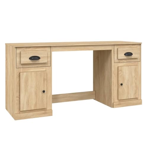 Computer Desk Kleiner Schreibtisch Platzsparende Möbel Study Table - Schreibtisch mit Stauraum Sonoma-Eiche Holzwerkstoff für Home Office Arbeitszimmer Gaming Setup Wohnzimmer von QJBSAVVA