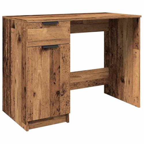 Computer Table Kleiner Schreibtisch Computertische Platzsparende Möbel - Schreibtisch Altholz-Optik 100x50x75 cm Holzwerkstoff für Jugendzimmer Arbeitszimmer Esszimmer Wohnzimmer von QJBSAVVA