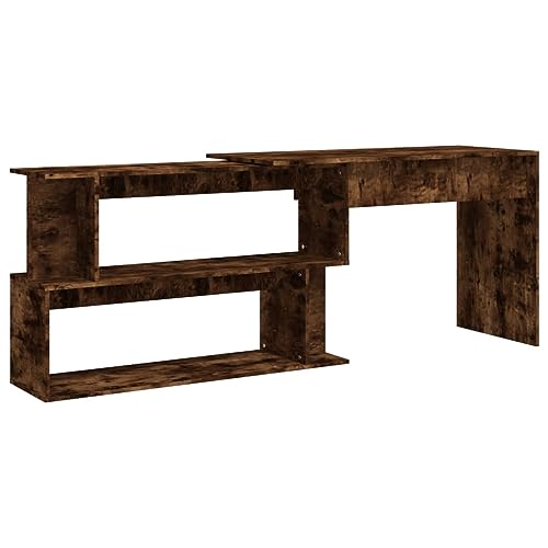 Computer Table Kleiner Schreibtisch Schminktisch Study Table - Eckschreibtisch Räuchereiche 200x50x76 cm Holzwerkstoff für Büro Wohnzimmer Jugendzimmer Home Office von QJBSAVVA