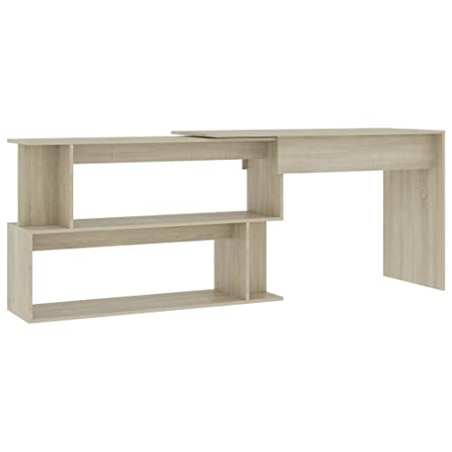 Computer Table Kleiner Schreibtisch Schminktisch Study Table - Eckschreibtisch Sonoma-Eiche 200x50x76 cm Holzwerkstoff für Büro Wohnzimmer Jugendzimmer Home Office von QJBSAVVA