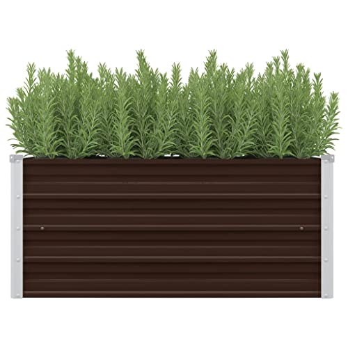 Garten-Hochbeet, Anzuchttöpfe Seegras Blumentopf Hochbeet Holz Kräuterbeet Geeignet für Plants Innen Garten Balcony Braun 100 x 40 x 45 cm Verzinkter Stahl von QJBSAVVA