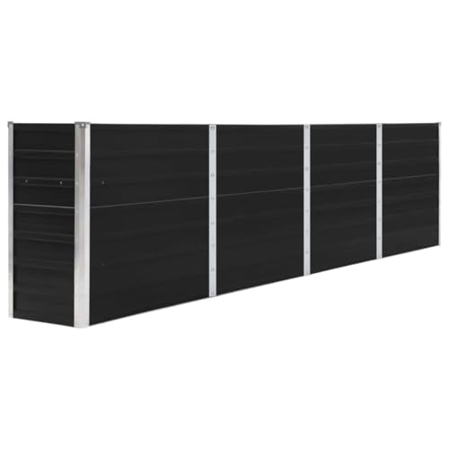 Hochbeet, Kräuterbeet Blumentopf Set Blumentopf Mit Untersetzer Tontöpfe Geeignet für Cactus Terrace Balcony Innen 320 x 40 x 77 cm Verzinkter Stahl Anthrazit von QJBSAVVA