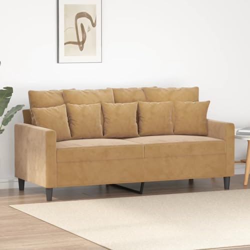 QJBSAVVA 2-Sitzer Sofa Braun 140 cm Samt Modernes Design mit Robustem Metallgestell Bequem und Langlebig für Wohnzimmer Balkon oder Jugendzimmer von QJBSAVVA