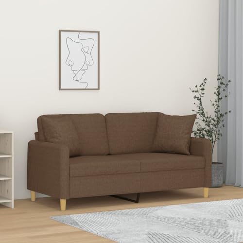QJBSAVVA 2-Sitzer Sofa Braun Modernes Design mit Zierkissen 158 x 77 x 80 cm Bequem & Langlebig für Wohnzimmer Balkon Gästezimmer von QJBSAVVA