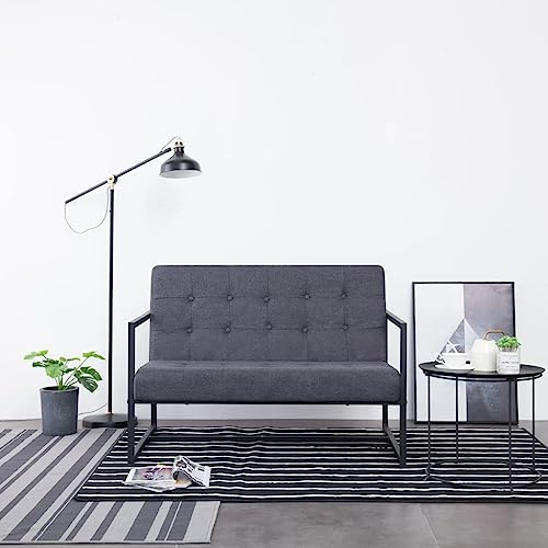 QJBSAVVA 2-Sitzer Sofa Dunkelgrau Modernes Design mit Stahlbeinen und Stoffbezug 114 x 78 x 81 cm Bequem & Langlebig für Wohnzimmer Balkon oder Jugendzimmer QJBSAVVA 2-Sitzer Sofa Dunkelgrau Modernes Design mit Stahlbeinen und Stoffbezug 114 x 78 x 81 cm Bequem & Langlebig für Wohnzimmer Balkon oder Jugendzimmer von QJBSAVVA