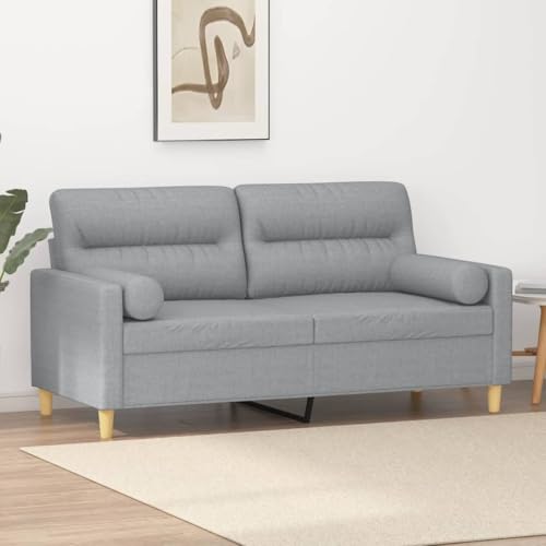 QJBSAVVA 2-Sitzer Sofa Hellgrau Modernes Design mit Zierkissen 158 x 77 x 80 cm Bequem & Langlebig für Wohnzimmer Balkon oder Jugendzimmer von QJBSAVVA