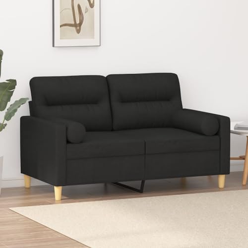 QJBSAVVA 2-Sitzer Sofa Modernes Design mit Zierkissen Schwarz 138 x 77 x 80 cm Bequem & Langlebig für Wohnzimmer Balkon und Gästezimmer von QJBSAVVA