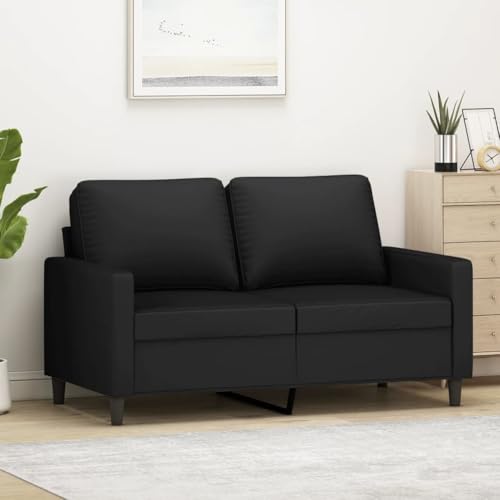 QJBSAVVA 2-Sitzer Sofa Schwarz Samt Modernes Design mit Metallgestell 138 x 77 x 80 cm Bequem & Stabil für Wohnzimmer Balkon und Gästezimmer von QJBSAVVA