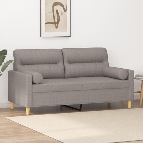 QJBSAVVA 2-Sitzer Sofa Taupe Modernes Design mit Zierkissen 158 x 77 x 80 cm Robustes Metallgestell & Abnehmbare Bezüge Bequem für Wohnzimmer Balkon und Jugendzimmer von QJBSAVVA