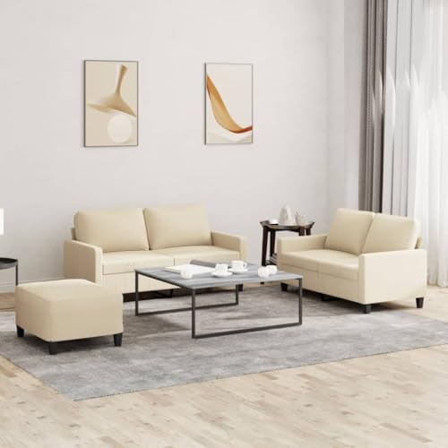 QJBSAVVA 2-Sitzer Sofagarnitur Creme Stoff mit Fußhocker und Kissen 138 x 77 x 80 cm Bequemes Sofa für Wohnzimmer Balkon oder Jugendzimmer Robustes Design QJBSAVVA 2-Sitzer Sofagarnitur Creme Stoff mit Fußhocker und Kissen 138 x 77 x 80 cm Bequemes Sofa für Wohnzimmer Balkon oder Jugendzimmer Robustes Design von QJBSAVVA
