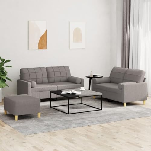QJBSAVVA 2-Sitzer Sofagarnitur Taupe Stoff mit Fußhocker und Kissen Bequemes Sofa für Wohnzimmer Balkon oder Jugendzimmer Robustes Design und Atmungsaktiver Polyester QJBSAVVA 2-Sitzer Sofagarnitur Taupe Stoff mit Fußhocker und Kissen Bequemes Sofa für Wohnzimmer Balkon oder Jugendzimmer Robustes Design und Atmungsaktiver Polyester von QJBSAVVA
