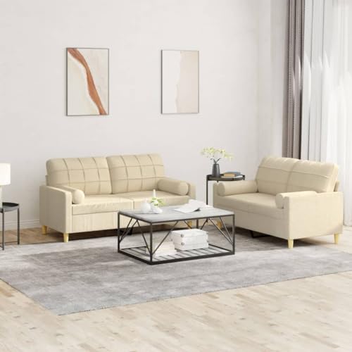 QJBSAVVA 2-Sitzer Sofagarnitur aus strapazierfähigem Polyesterstoff mit Rollkissen Creme Modernes Design & Bequeme Sitzfläche für Wohnzimmer Balkon und Gästezimmer QJBSAVVA 2-Sitzer Sofagarnitur aus strapazierfähigem Polyesterstoff mit Rollkissen Creme Modernes Design & Bequeme Sitzfläche für Wohnzimmer Balkon und Gästezimmer von QJBSAVVA