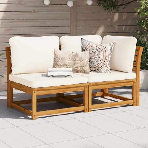 QJBSAVVA 2-TLG Gartensofa aus Akazienholz mit Cremeweißen Kissen 73x73x65 cm Ecksofa & Mittelsofa Modular Outdoor Lounge Set Robustes Modernes Design für Garten Terrasse Balkon QJBSAVVA 2-TLG Gartensofa aus Akazienholz mit Cremeweißen Kissen 73x73x65 cm Ecksofa & Mittelsofa Modular Outdoor Lounge Set Robustes Modernes Design für Garten Terrasse Balkon von QJBSAVVA