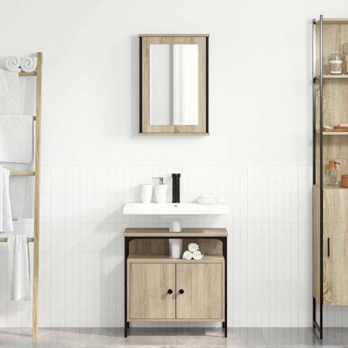 QJBSAVVA 2-TLG. Badschrank-Set Sonoma Eiche Holzwerkstoff mit Spiegel Modernes Design Maximierter Stauraum für Badezimmer QJBSAVVA 2-TLG. Badschrank-Set Sonoma Eiche Holzwerkstoff mit Spiegel Modernes Design Maximierter Stauraum für Badezimmer von QJBSAVVA