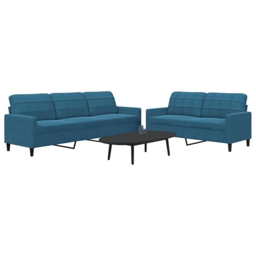 QJBSAVVA 2-TLG. Sofagarnitur Blau Samt Modernes Design mit Metallgestell Bequemes 2-Sitzer und 3-Sitzer Sofa Set für Wohnzimmer Balkon oder Jugendzimmer QJBSAVVA 2-TLG. Sofagarnitur Blau Samt Modernes Design mit Metallgestell Bequemes 2-Sitzer und 3-Sitzer Sofa Set für Wohnzimmer Balkon oder Jugendzimmer von QJBSAVVA