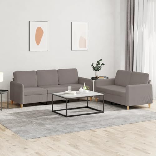 QJBSAVVA 2-TLG. Sofagarnitur Taupe Stoff 2-Sitzer und 3-Sitzer Sofa Set mit Kissen Bequem & Langlebig für Wohnzimmer Balkon oder Jugendzimmer QJBSAVVA 2-TLG. Sofagarnitur Taupe Stoff 2-Sitzer und 3-Sitzer Sofa Set mit Kissen Bequem & Langlebig für Wohnzimmer Balkon oder Jugendzimmer von QJBSAVVA