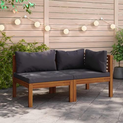 QJBSAVVA 2-Teiliges Outdoor Sofa Set aus Akazienholz mit dunkelgrauen Kissen Ecksofa & Mittelteil 69 x 69 cm Modernes Design Robust und Langlebig für Balkon Garten Terrasse QJBSAVVA 2-Teiliges Outdoor Sofa Set aus Akazienholz mit dunkelgrauen Kissen Ecksofa & Mittelteil 69 x 69 cm Modernes Design Robust und Langlebig für Balkon Garten Terrasse von QJBSAVVA
