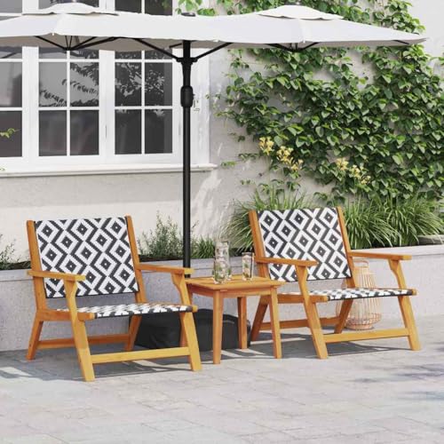 QJBSAVVA 2er Relax Sessel Set mit Tisch aus Akazienholz und Schwarz-Weiß Rattan Modernes Design für Balkon Terrasse und Garten QJBSAVVA 2er Relax Sessel Set mit Tisch aus Akazienholz und Schwarz-Weiß Rattan Modernes Design für Balkon Terrasse und Garten von QJBSAVVA
