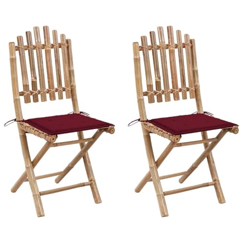 QJBSAVVA 2er Set Klappbare Gartenstühle aus Bambus mit Weinroten Kissen 50 x 42 x 92 cm Wetterbeständig & Leicht für Balkon Terrasse und Camping QJBSAVVA 2er Set Klappbare Gartenstühle aus Bambus mit Weinroten Kissen 50 x 42 x 92 cm Wetterbeständig & Leicht für Balkon Terrasse und Camping von QJBSAVVA