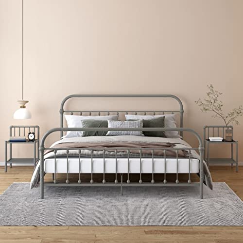 QJBSAVVA 2er Set Nachttisch aus Metall und Glas, Grau und Schwarz, Schmaler Beistelltisch mit Modernem Design für Schlafzimmer, Wohnzimmer und Büro QJBSAVVA 2er Set Nachttisch aus Metall und Glas, Grau und Schwarz, Schmaler Beistelltisch mit Modernem Design für Schlafzimmer, Wohnzimmer und Büro von QJBSAVVA