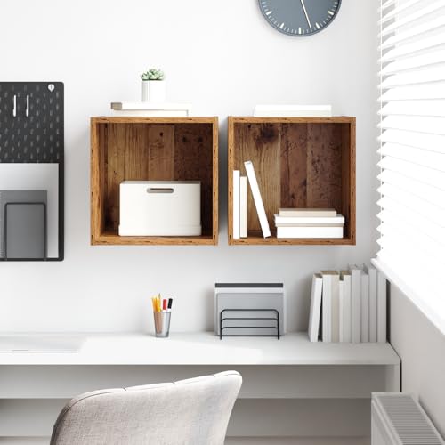 QJBSAVVA 2er Set Wandregal Schwebend Rustikales Design Altes Holz 37x37x37cm Klein Bücherregal Deko für Wohnzimmer QJBSAVVA 2er Set Wandregal Schwebend Rustikales Design Altes Holz 37x37x37cm Klein Bücherregal Deko für Wohnzimmer von QJBSAVVA