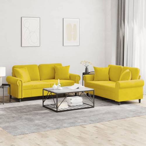 QJBSAVVA 2er Sofagarnitur Gelb Samt Sofa Couch mit Kissen 120 cm & 140 cm Bequemes 2-Sitzer Sofa für Wohnzimmer Balkon und Jugendzimmer QJBSAVVA 2er Sofagarnitur Gelb Samt Sofa Couch mit Kissen 120 cm & 140 cm Bequemes 2-Sitzer Sofa für Wohnzimmer Balkon und Jugendzimmer von QJBSAVVA