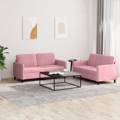 QJBSAVVA 2er Sofagarnitur Rosa Samt 2 Sitzer Sofa Set mit Kissen Bequem & Stabil für Wohnzimmer Balkon und Jugendzimmer QJBSAVVA 2er Sofagarnitur Rosa Samt 2 Sitzer Sofa Set mit Kissen Bequem & Stabil für Wohnzimmer Balkon und Jugendzimmer von QJBSAVVA