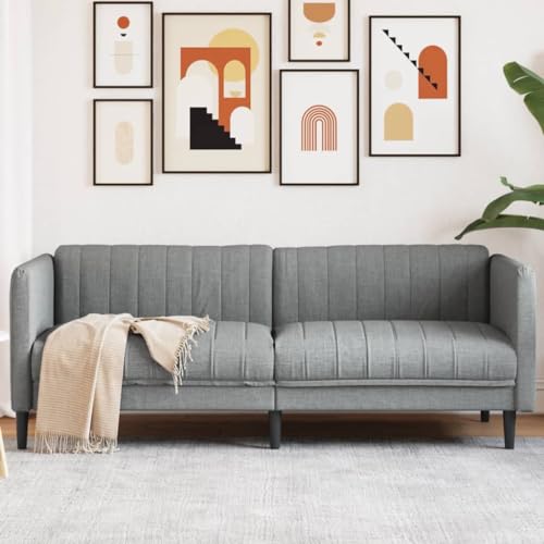 QJBSAVVA 3-Sitzer Sofa Hellgrau Stoff Modernes Design mit Dicker Polsterung Bequem & Langlebig für Wohnzimmer Balkon und Gästezimmer von QJBSAVVA